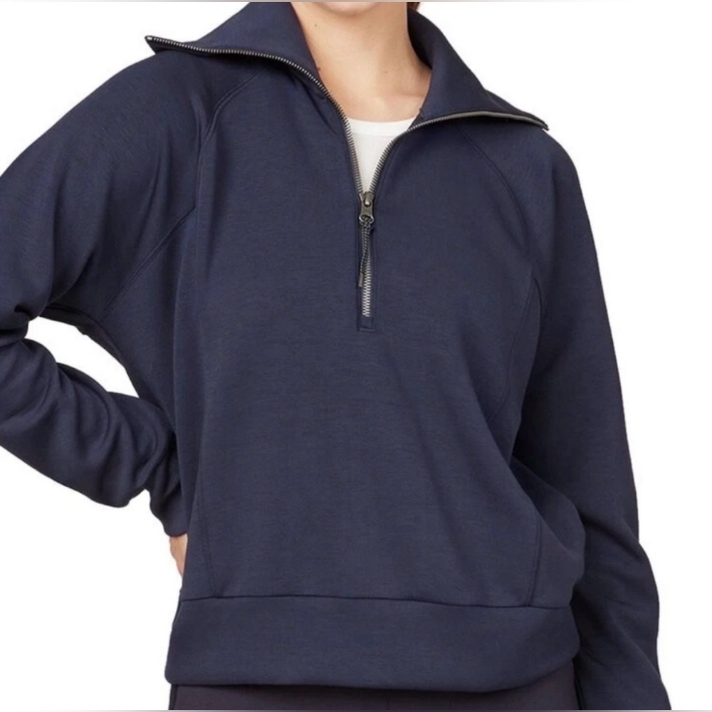 Spanx AirEssentials Half Zip Pullover Sweatshirt Shirt Blue Gray Size Medium